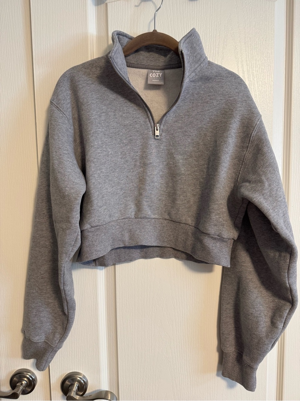 TNA Cozy Cropped 1/4 Zip Sweater